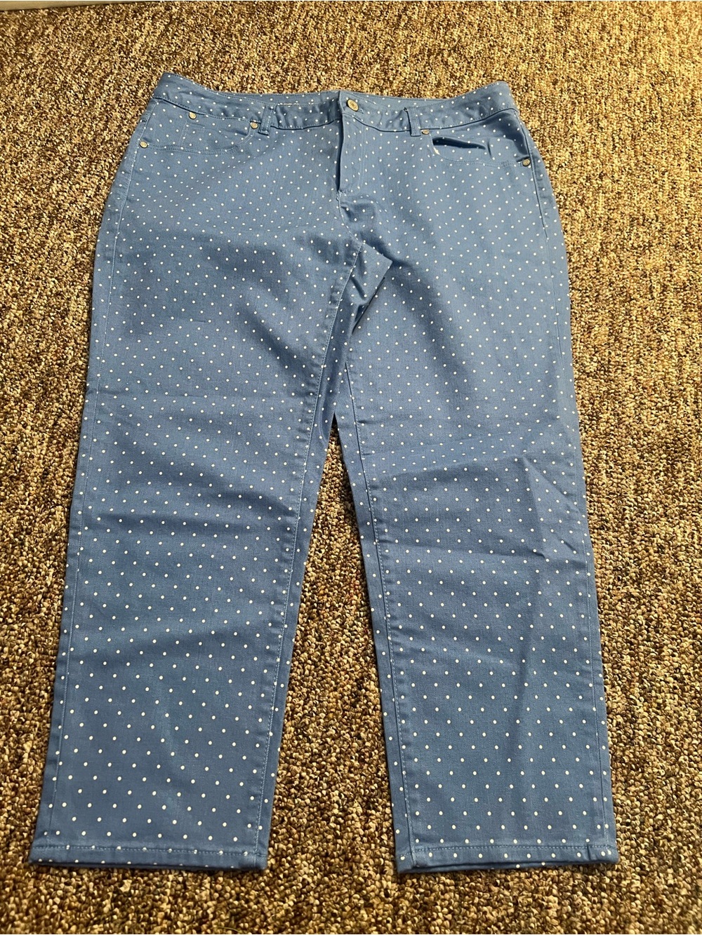 Talbots Women’s Blue/White Polka Dot Signature Slim Crop Business Casual 16W